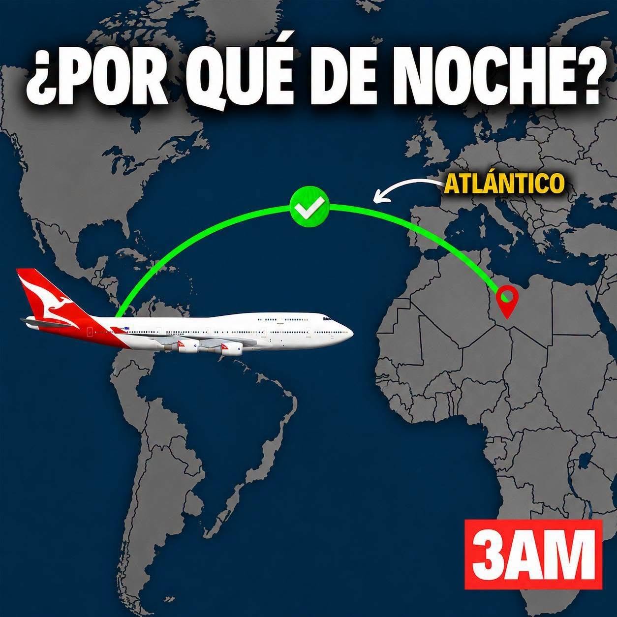 Por qué muchos vuelos cruzan el Atlántico de noche y no durante el día.
