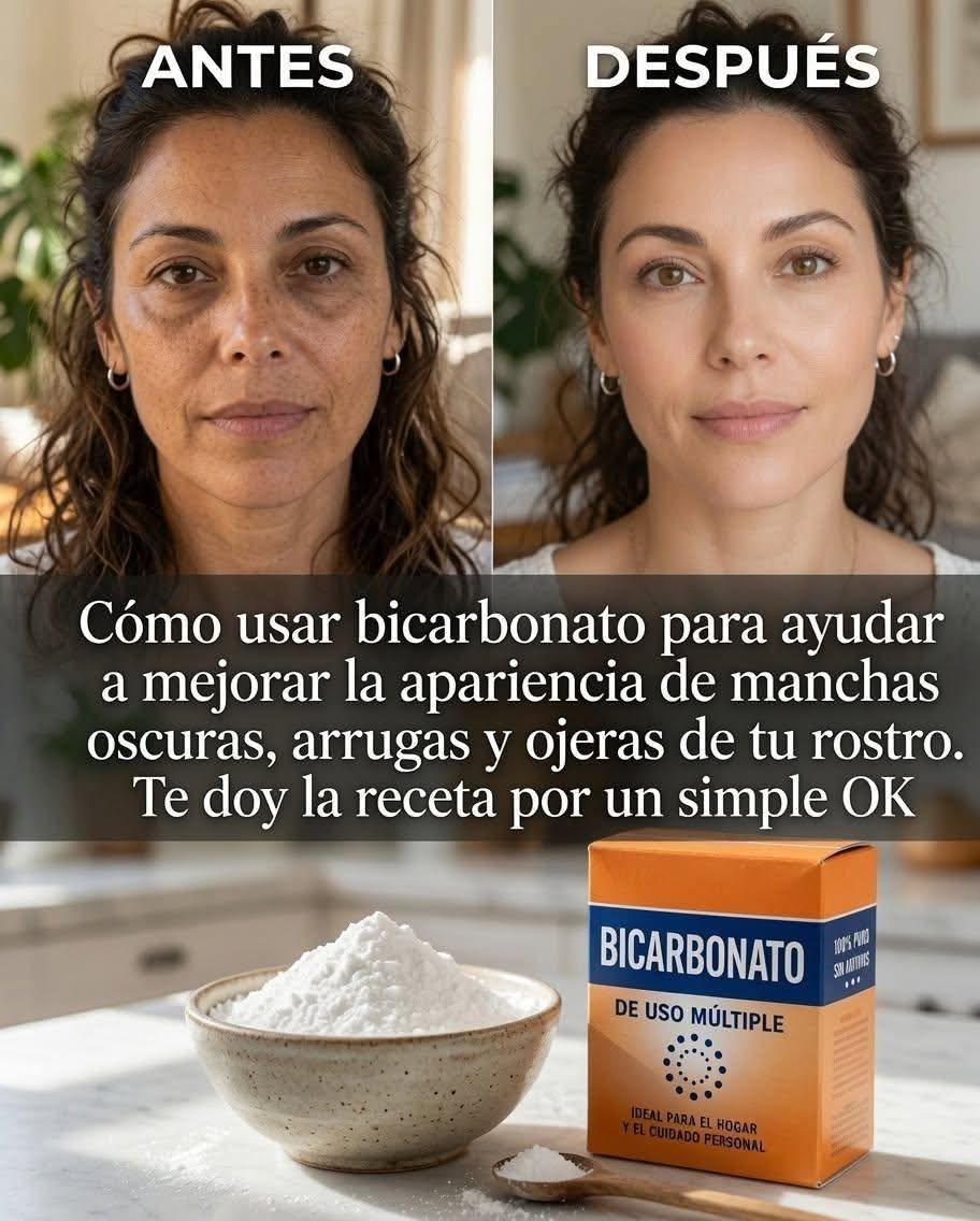Conoce el remedio con bicarbonato que ayuda a atenuar manchas oscuras, suavizar arrugas y reducir ojeras… La receta por un “OK”💬👇